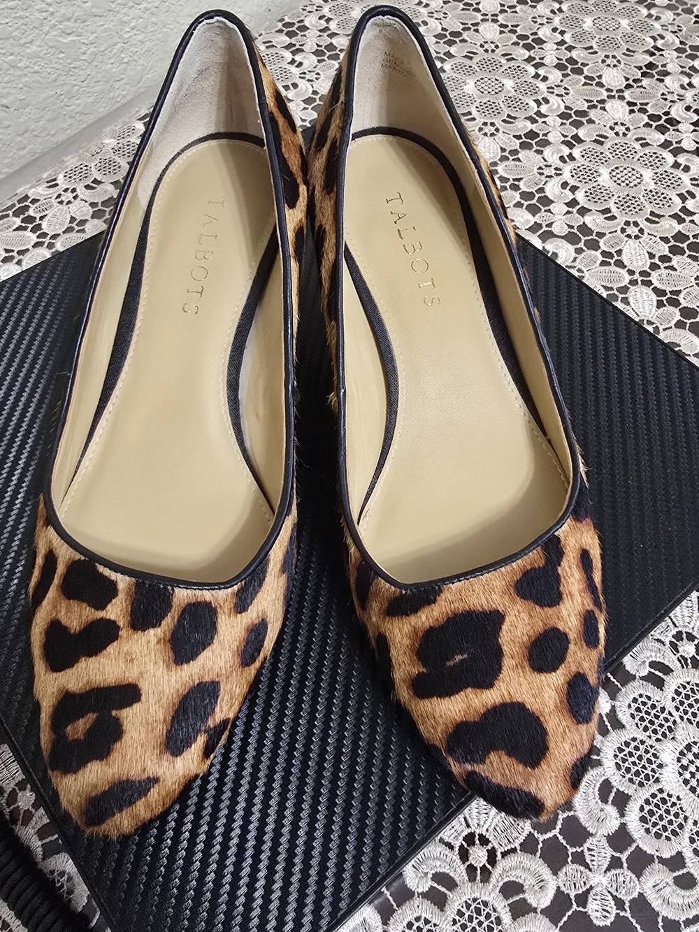 Talbots Leopard Print Pointed Toe Flats - Brown/Black